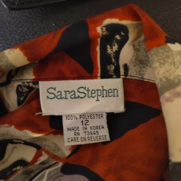 Vintage Geometric Print Women's Blouse By Sara  Stephen - Picture 3 of 3